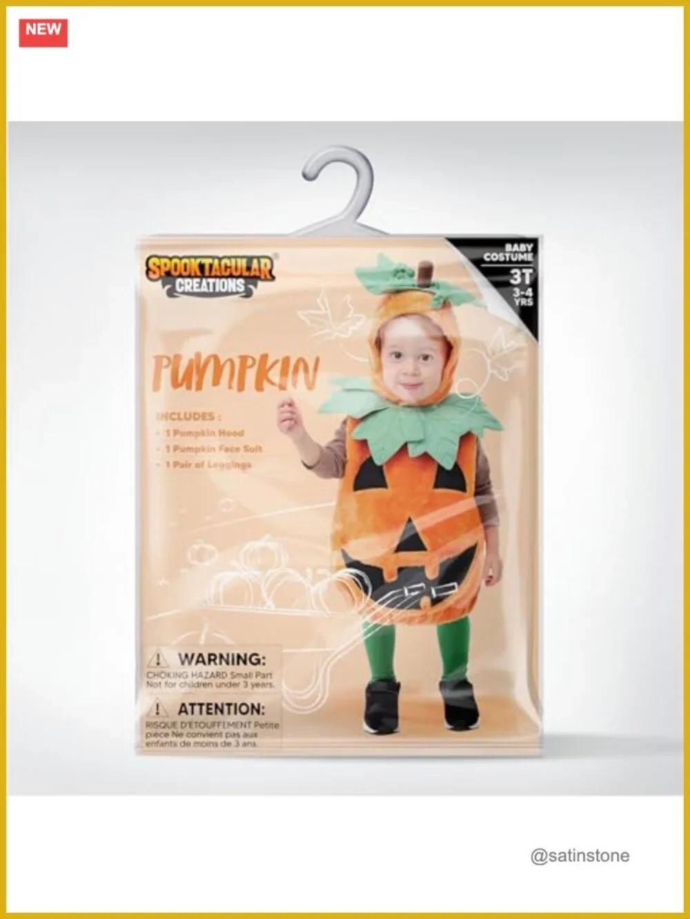 Toddler Pumpkin Halloween Costume with Hood Zipper Polyester